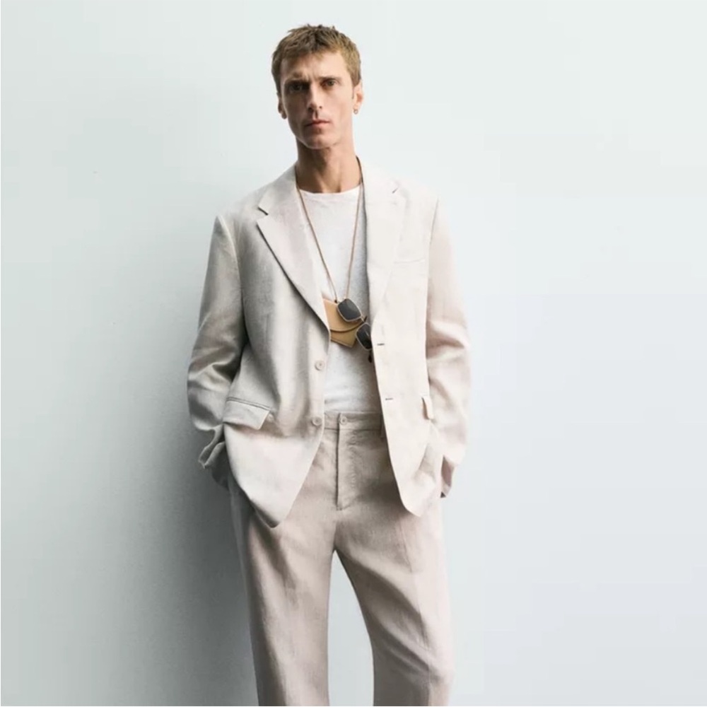 Zara Men NWT 100% Linen Sport Coat Suit blazer Size 38